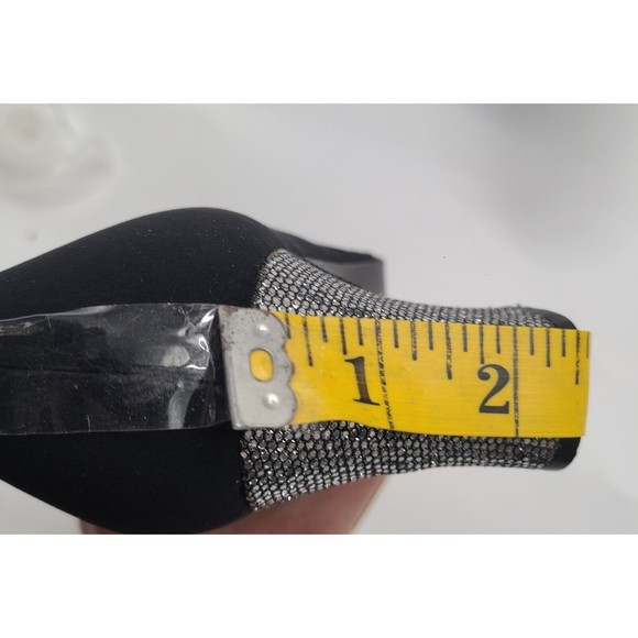 Evan-Picone Pumps Size 9M Black Satin 2 -1/2" Bedazzled Heels Made in Spain - Picture 10 of 10